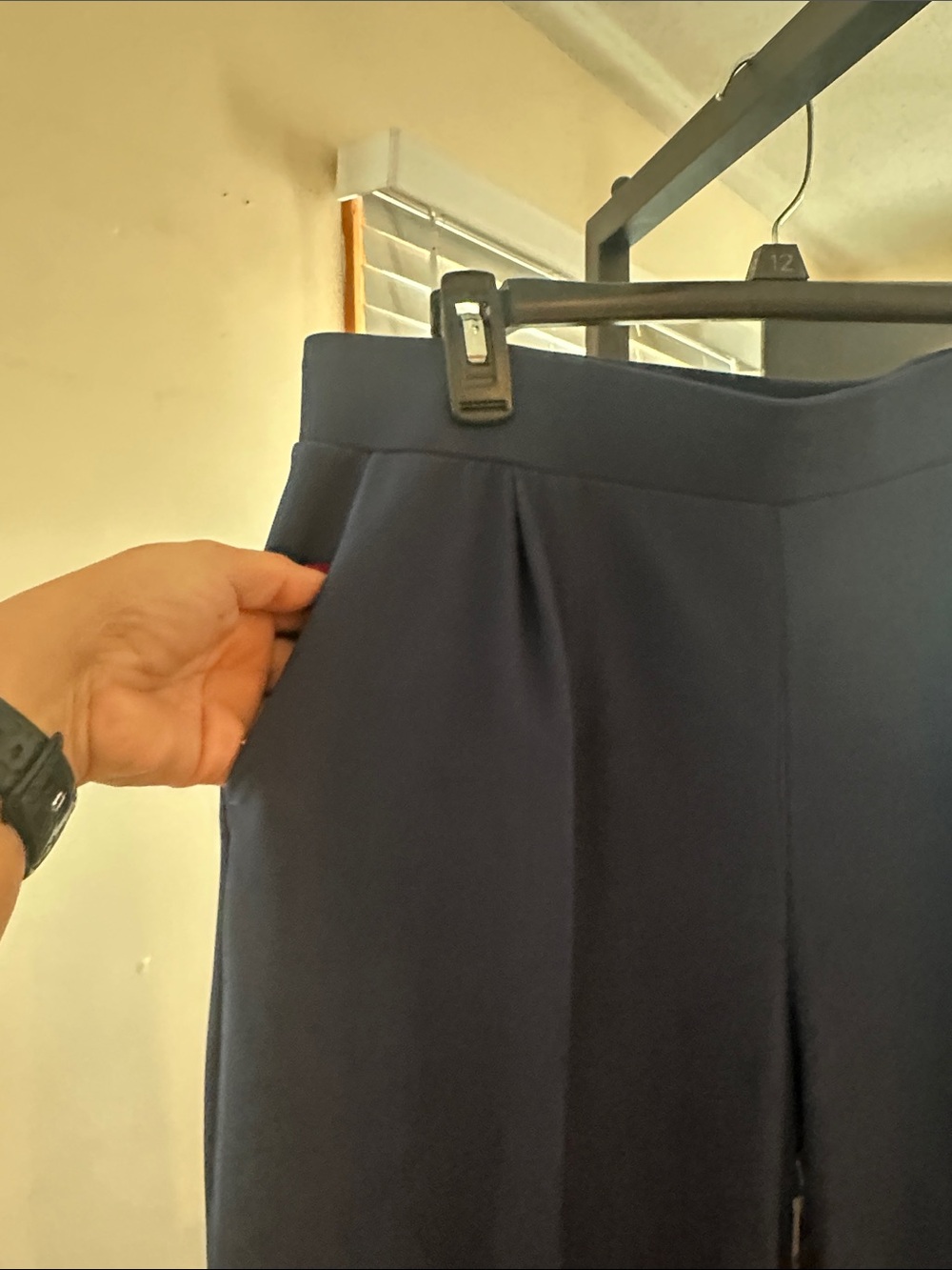 Halara Size Large Petite Navy Wide-Leg Dress Pants - Picture 3 of 5